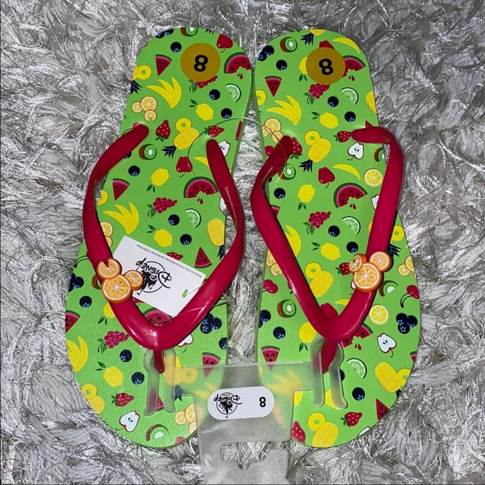 Disney Parks Mickey fruit flip flops size 8